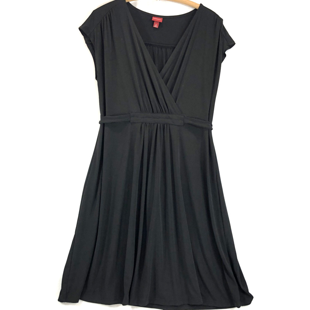 Merona Womens Black Knit Stretch Faux Wrap Dress Size Medium